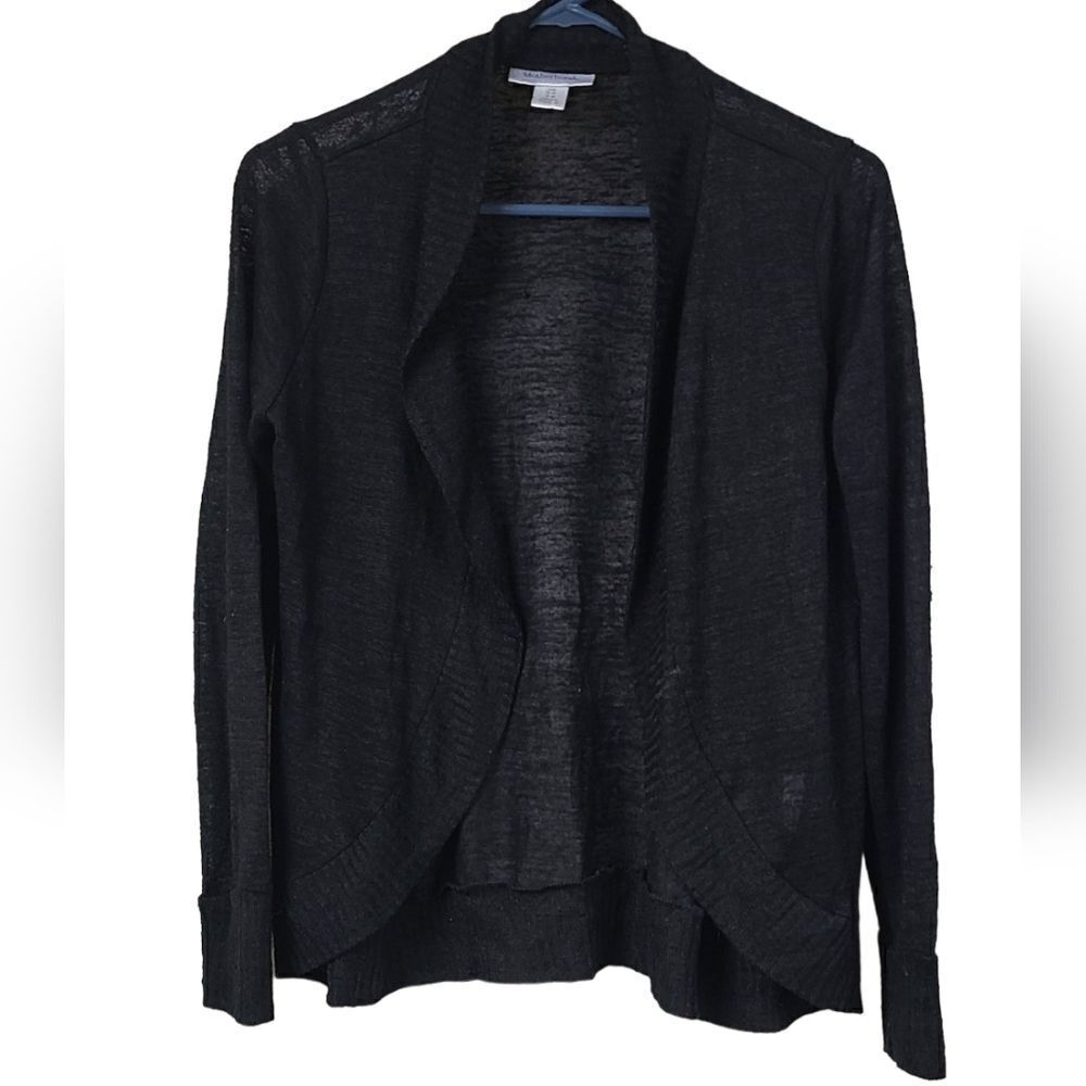 Motherhood Maternity Solid Black Cardigan Open Front Sweater Ribbed Lightweight